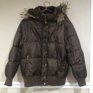 Baby Phat Brown Goose Down Puffer Hood Jacket 3XL